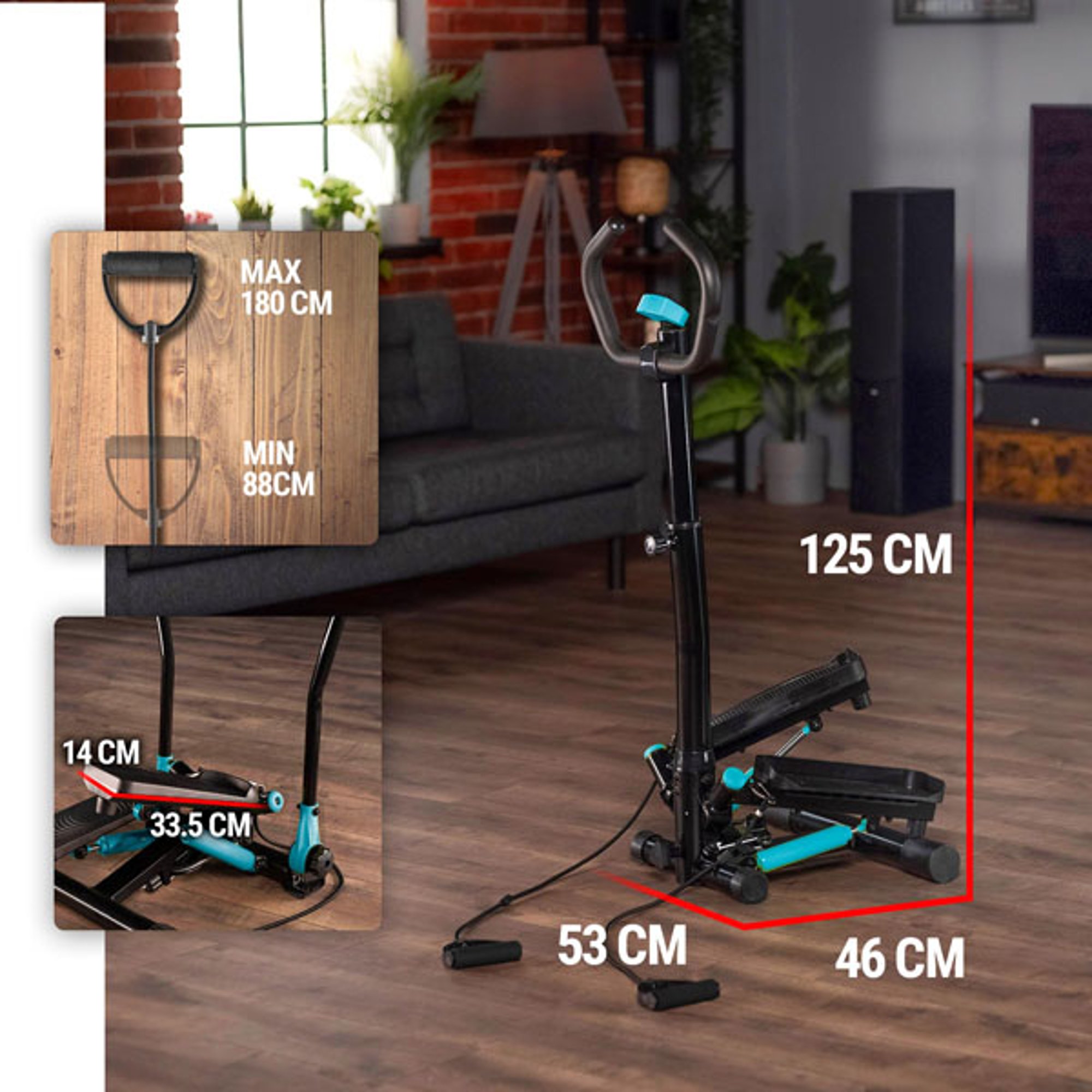 Sicherheit beim Training mit den rutschfesten Pedalen - Stepper 055S Noble von Hop-Sport