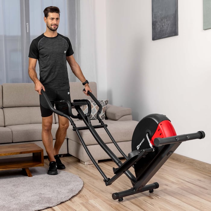 Mit Transportrollen einfach beweglich – platzsparend verstaubar nach dem Training