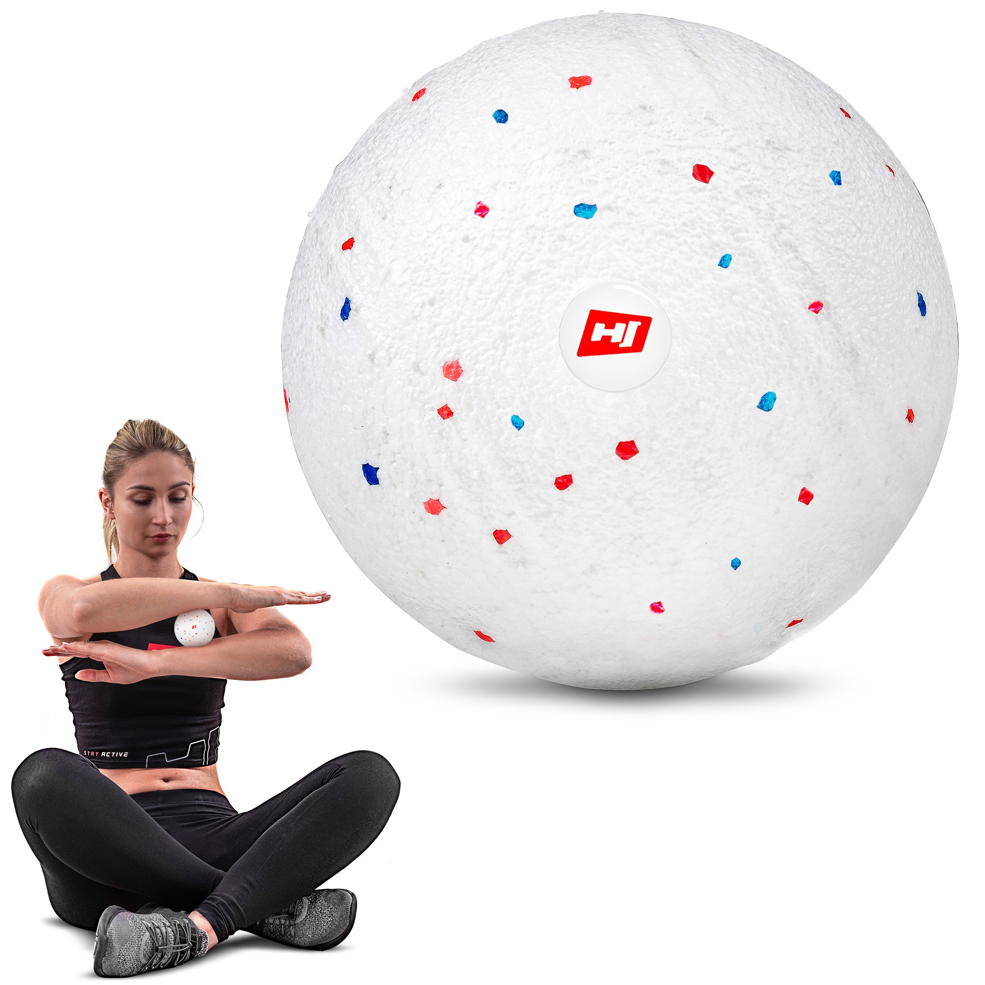 Punktuelle Selbstmassage mit 8 cm Massageball bei verspannten Muskeln und Schmerzen