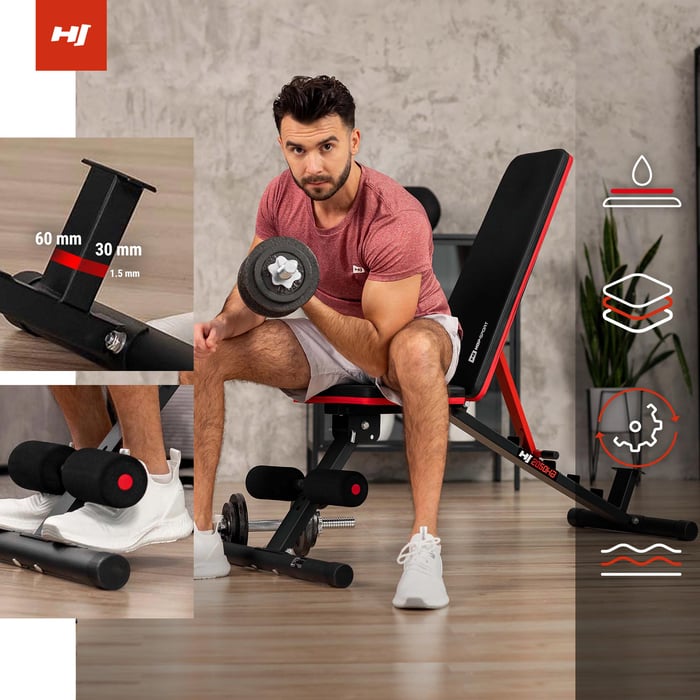 Banc d’exercice pour développé couché, haltères et renforcement musculaire.