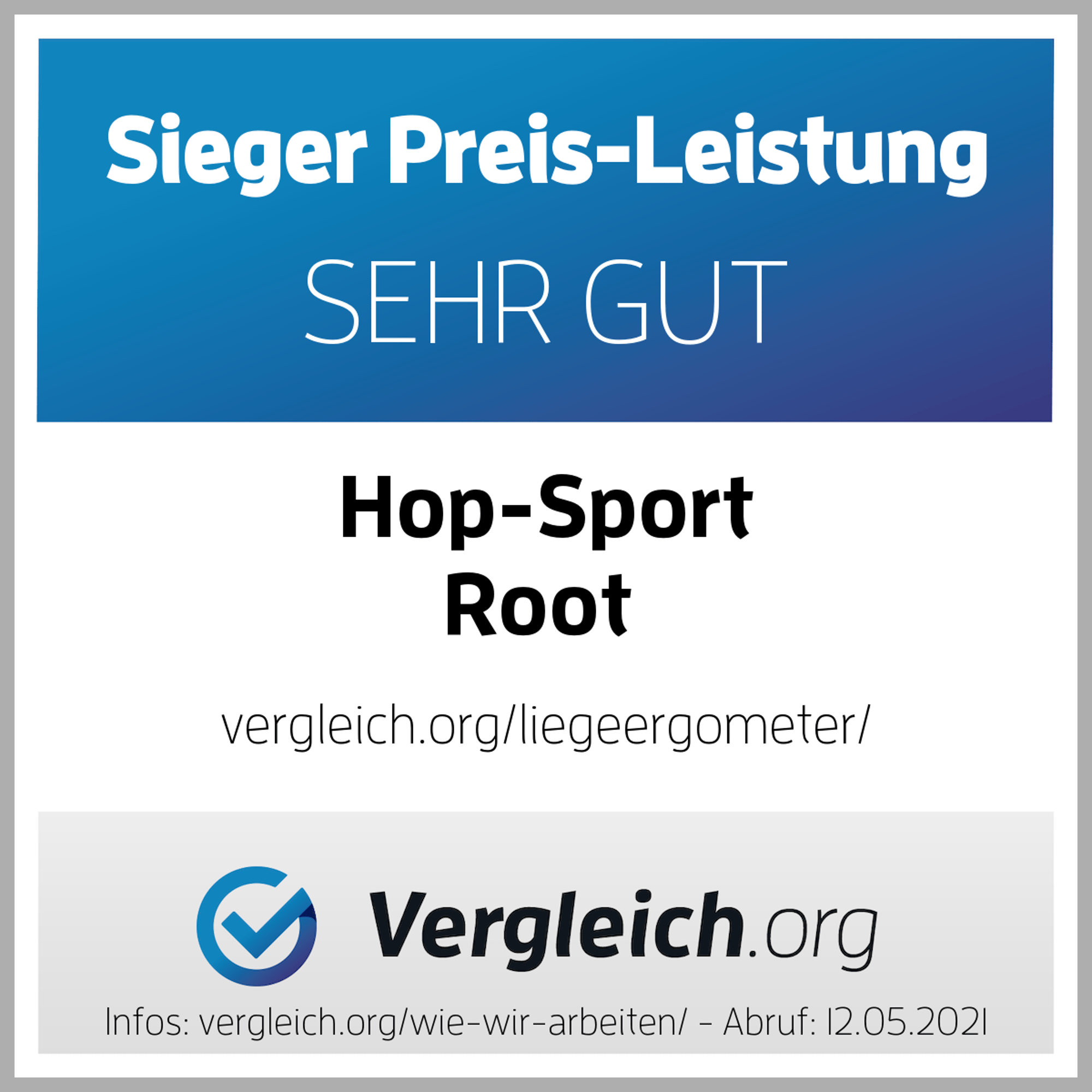 Zertifikat von Vergleich.org PREIS-LEISTUNG-SIEGER 