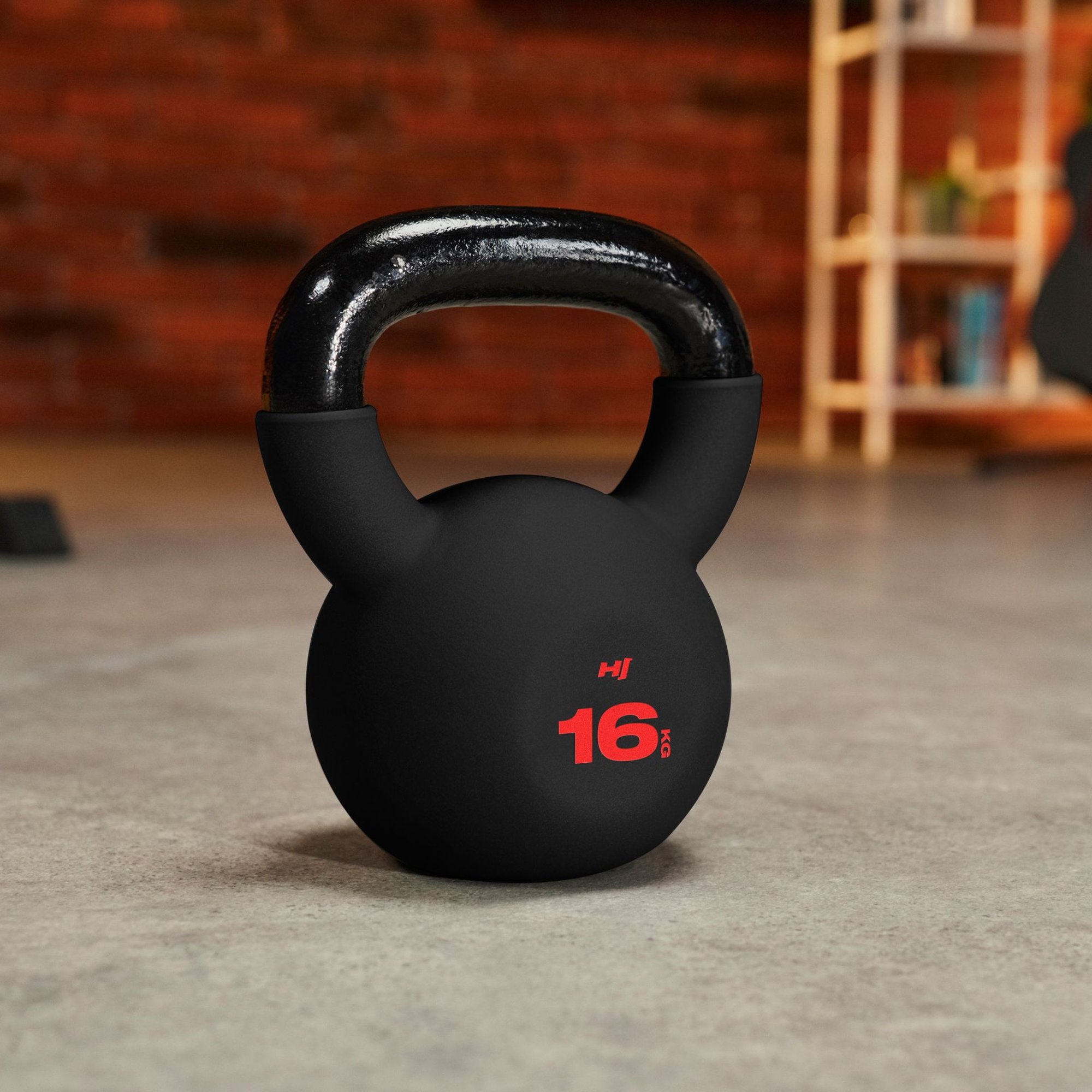 Hop-Sport Kettlebell 16 kg aus Kunststoff mit roter Gewichtsanzeige