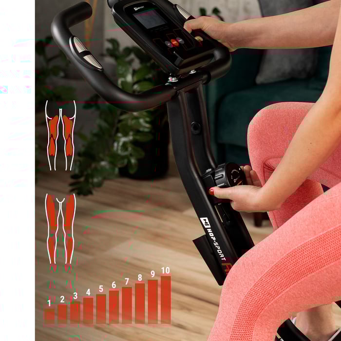 Drehknopf zur 10-stufigen Einstellung des Widerstands beim Fitnessbike Apeks
