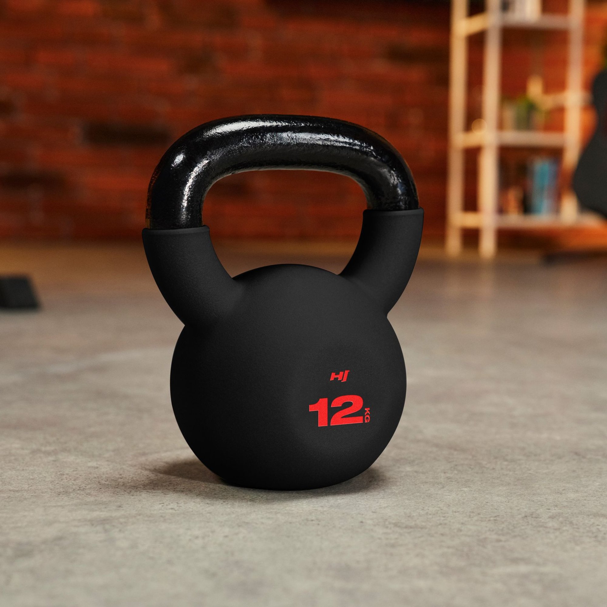 Hop-Sport Kettlebell 12 kg aus Gusseisen mit roter Gewichtsanzeige