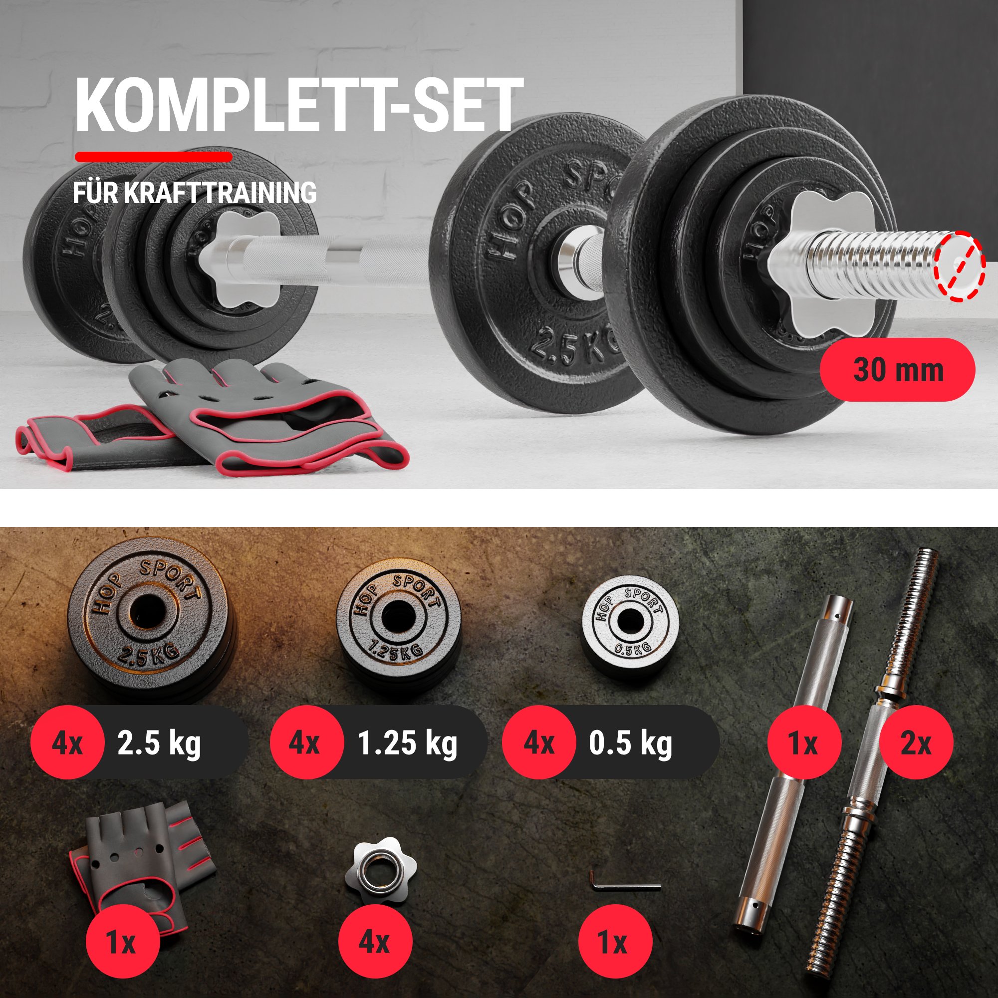 Komplett Set 2x15 kg