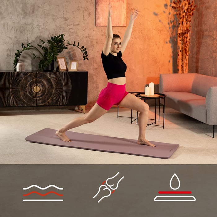 Tapis de fitness XL de 190x60 cm idéal pour les personnes de grande taille.
