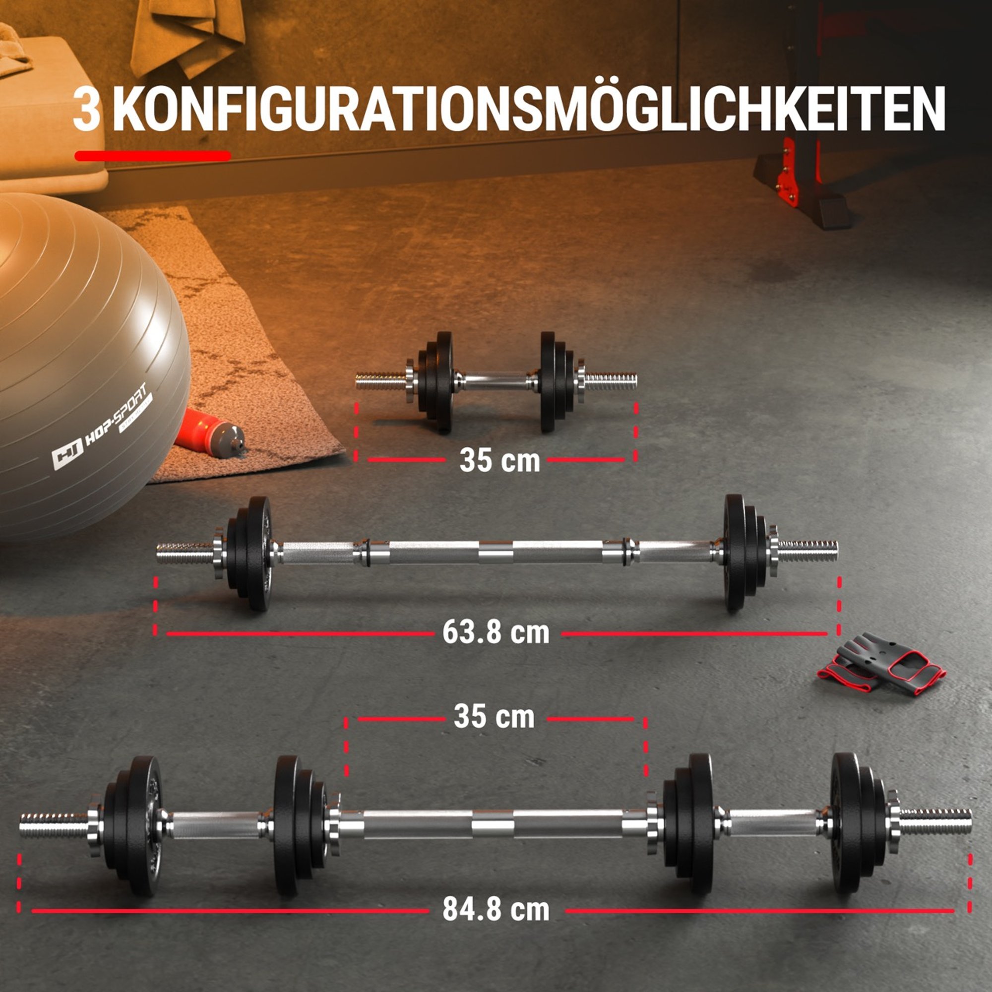 verschiedene Konfigurationsmöglichkeiten 2x10 kg