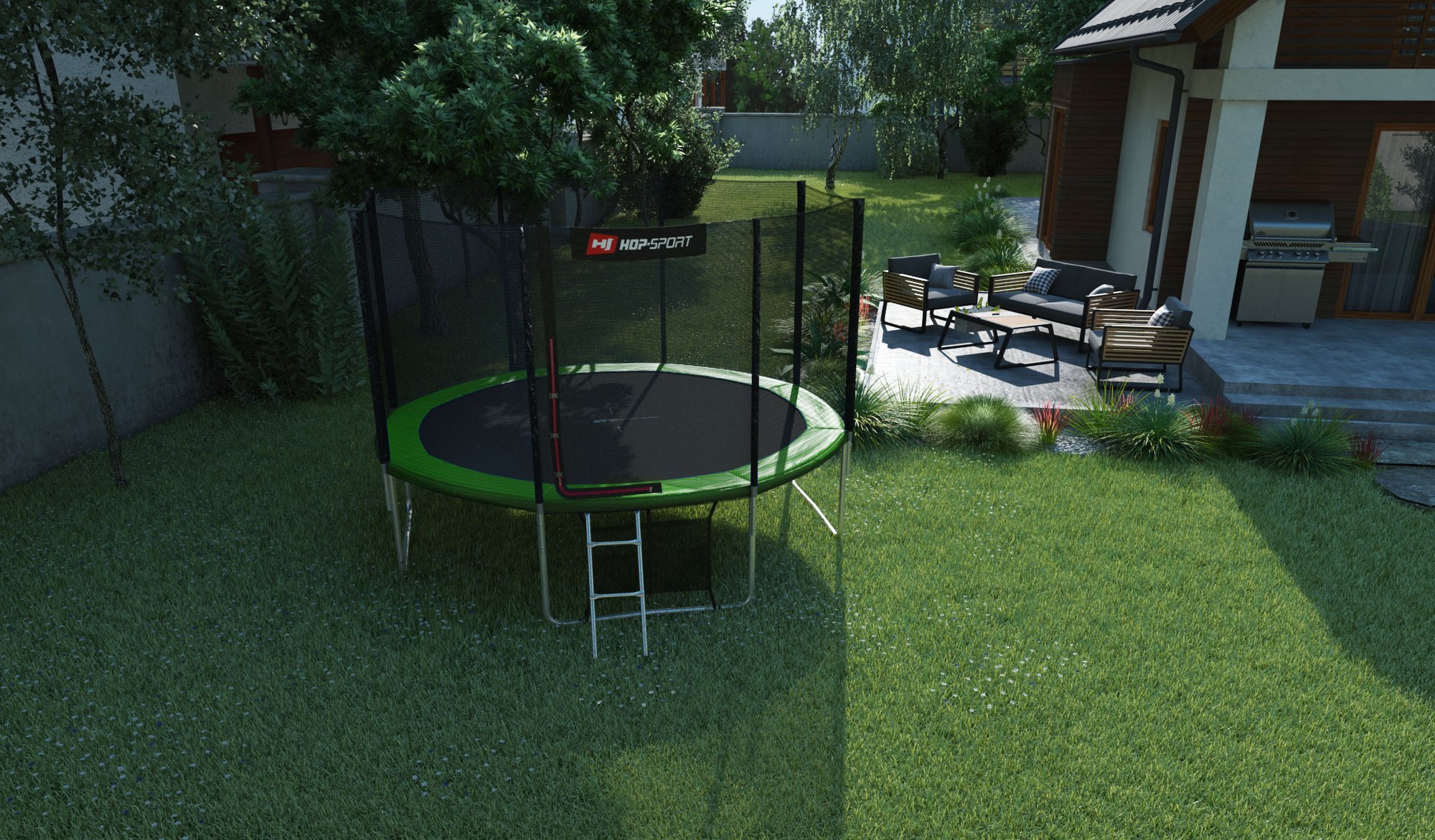 Outdoor Trampolin 12FT von Hop-Sport im Garten