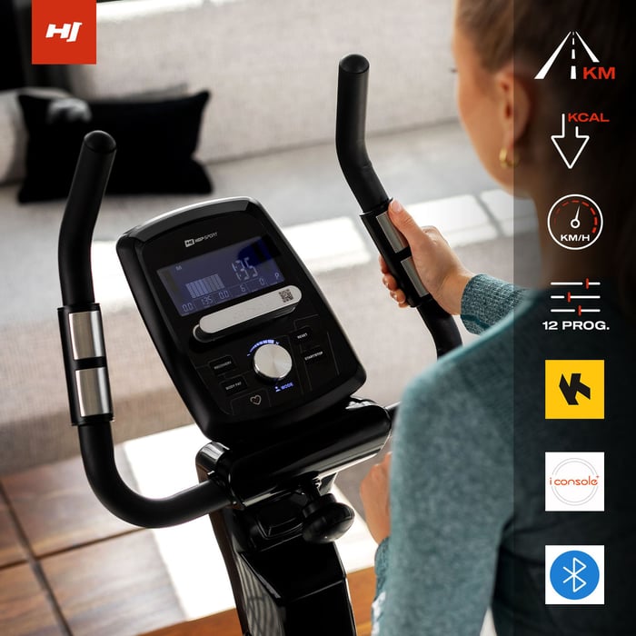 Bedienfeld eines Heimtrainers mit Bluetooth- und iConsole-Funktion