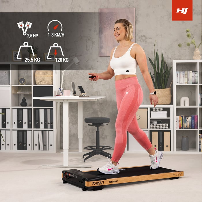 Design-Laufband HS-850WP: 2,5 PS, bis 8 km/h, Holzrahmen – funktional & dekorativ zugleich
