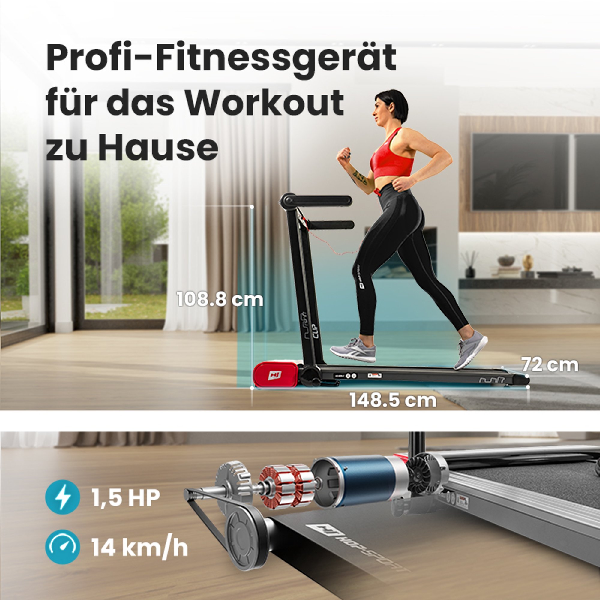 Laufband HS-900LB Clip - Motor mit 1,5 PS, die Laufgeschwindigkeit von 0,8 bis zu 14 km/h 