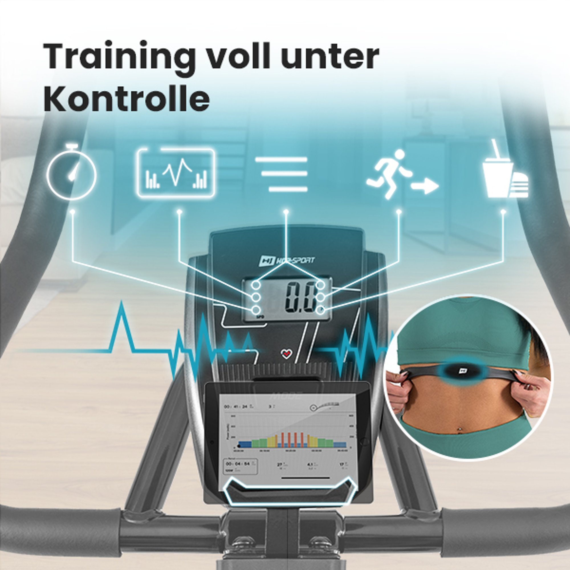 Multifunktionaler Trainingscomputer mit allen wichtigen Parameter bei Indoor Bike HS-045ic Bravo