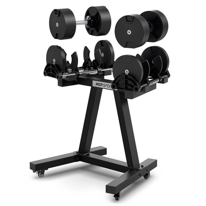 Hantelständer HS-3040A mit verstellbaren Hanteln – Komplettansicht