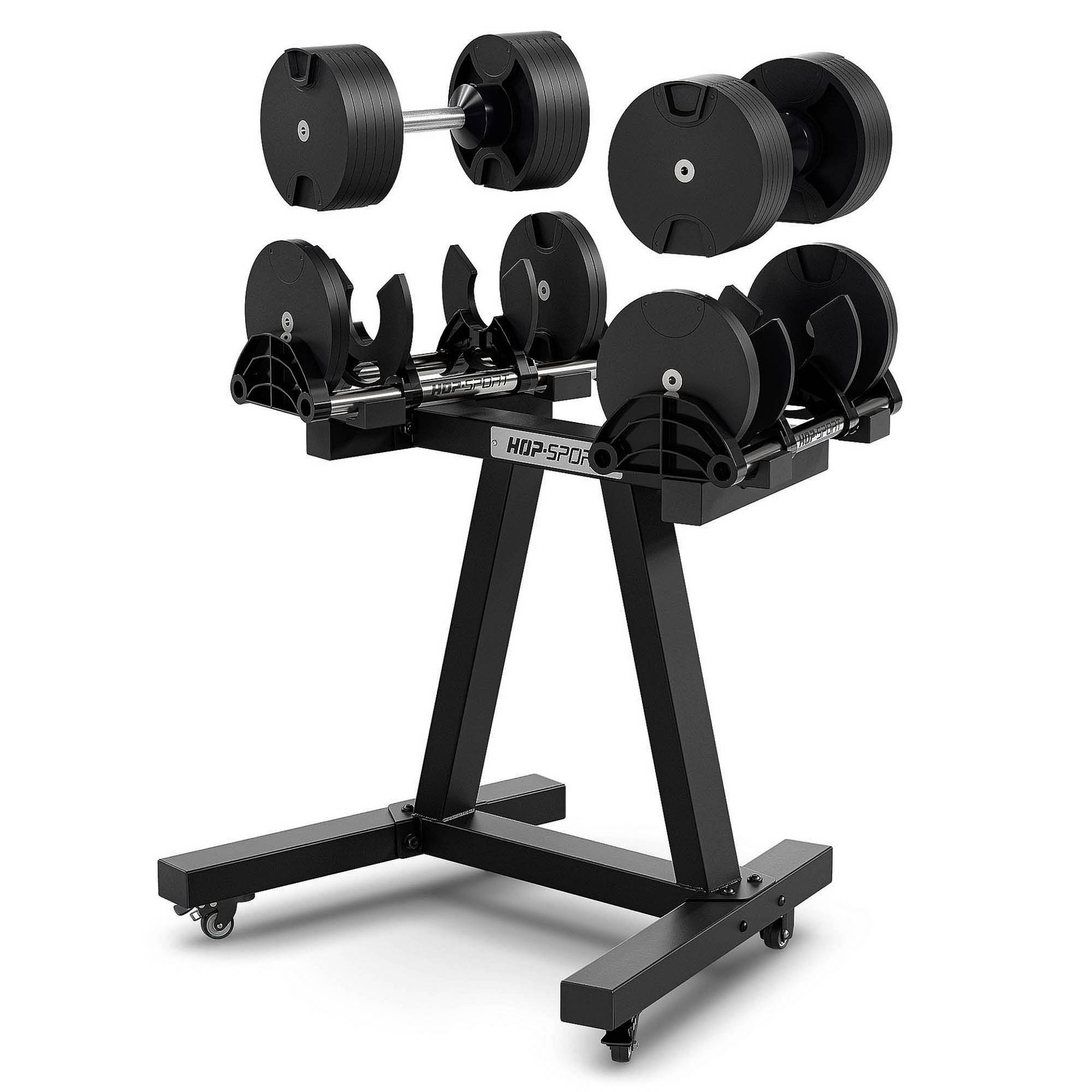 Hantelständer HS-3040A mit verstellbaren Hanteln – Komplettansicht