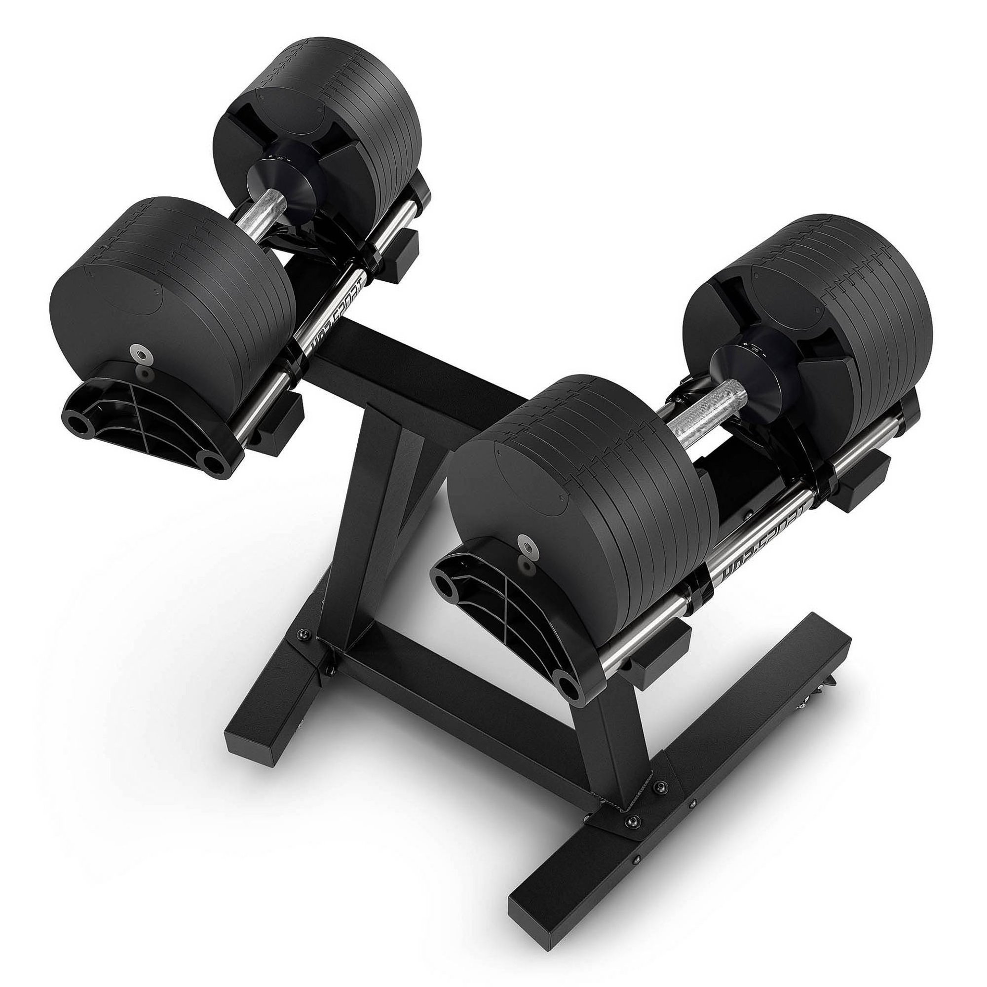 Verstellbare Kurzhanteln auf Hantelständer HS-3040A – schräge Ansicht