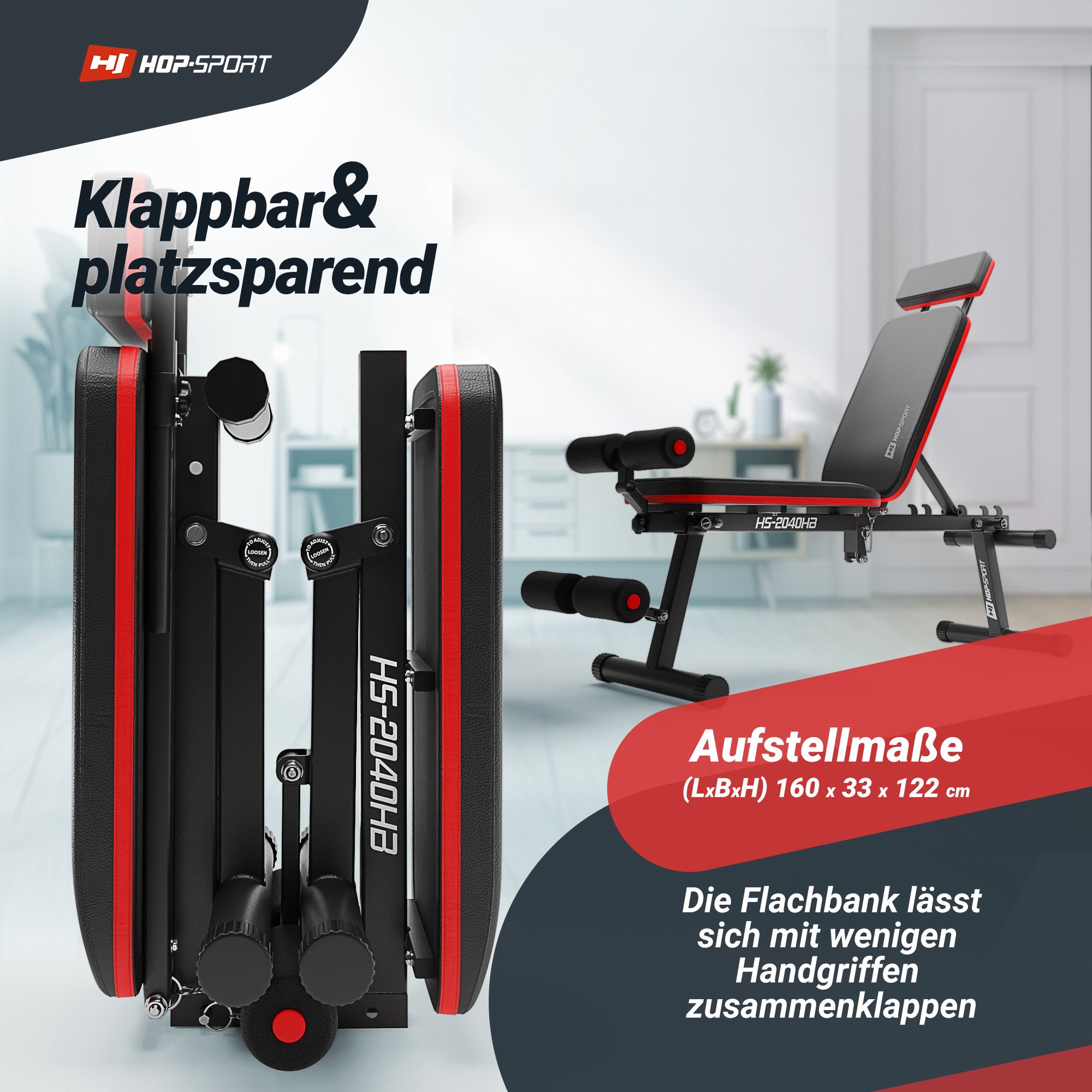 Klappfunktion der Hantelbank HS-2040HB