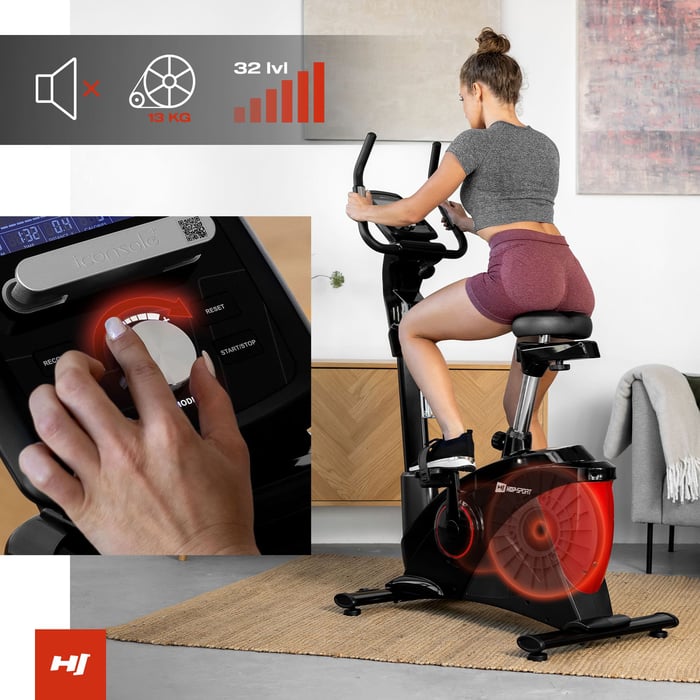 Fitnessbike mit 13-kg-Schwungrad und 32 Widerstandsstufen für intensives Training