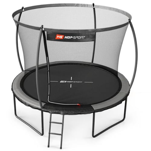 Kompaktes Hop-Sport Trampolin 10ft - 305 cm mit Innennetz in Schwarz, mit Leiter und stabilem Rahmen