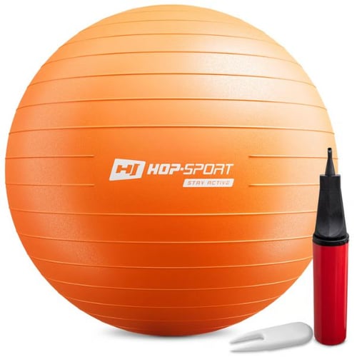Oranger Hop-Sport Gymnastikball mit Pumpe und Ventilöffner