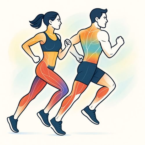 Illustration zeigt Muskelgruppen beim Lauftraining