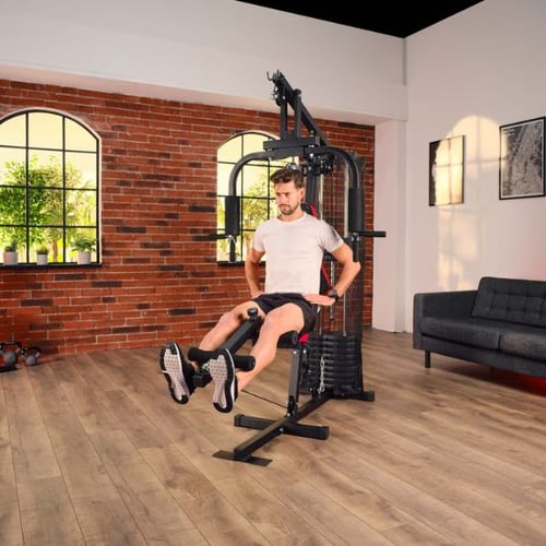 Beintraining am Kraftturm von Hop-Sport mit Beinstreckfunktion