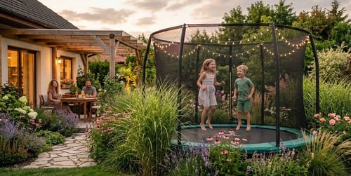 Wie lässt sich ein Trampolin im Garten verschönern?