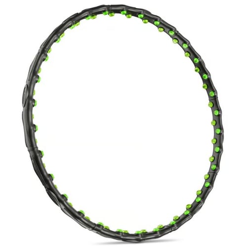 Schwarzer Fitness-Hula-Hoop-Reifen von Hop-Sport mit grünen Massage-Noppen, ideal für effektives Training und Muskelmassage.