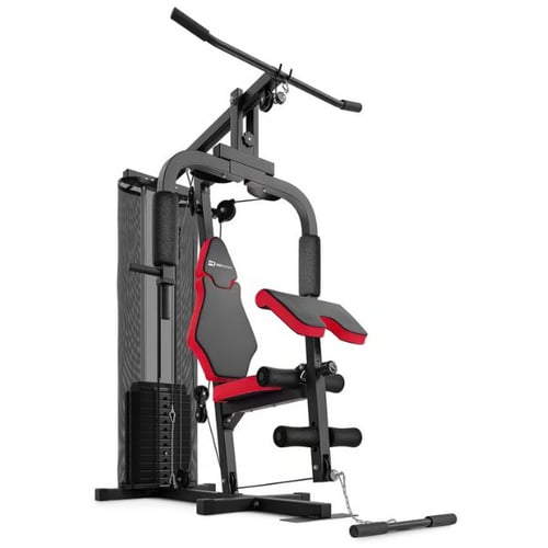 Hop-Sport Kraftstation 1044K mit roten Polstern, Latzug, Beincurl und Gewichtsblock 