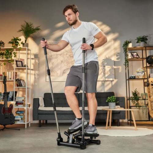 Intensives Beintraining mit Hop-Sport Stepper mit Zuggriffen