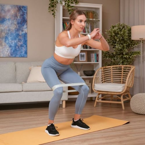 Miniband Squats (Kniebeugen) with Hop-Sport Miniband
