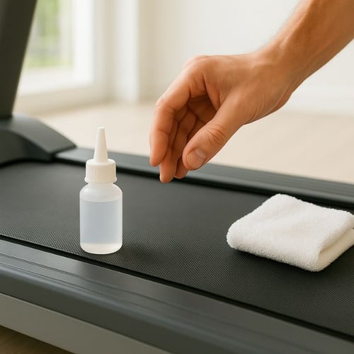 Laufbandpflege mit Silikonöl und Reinigungstuch