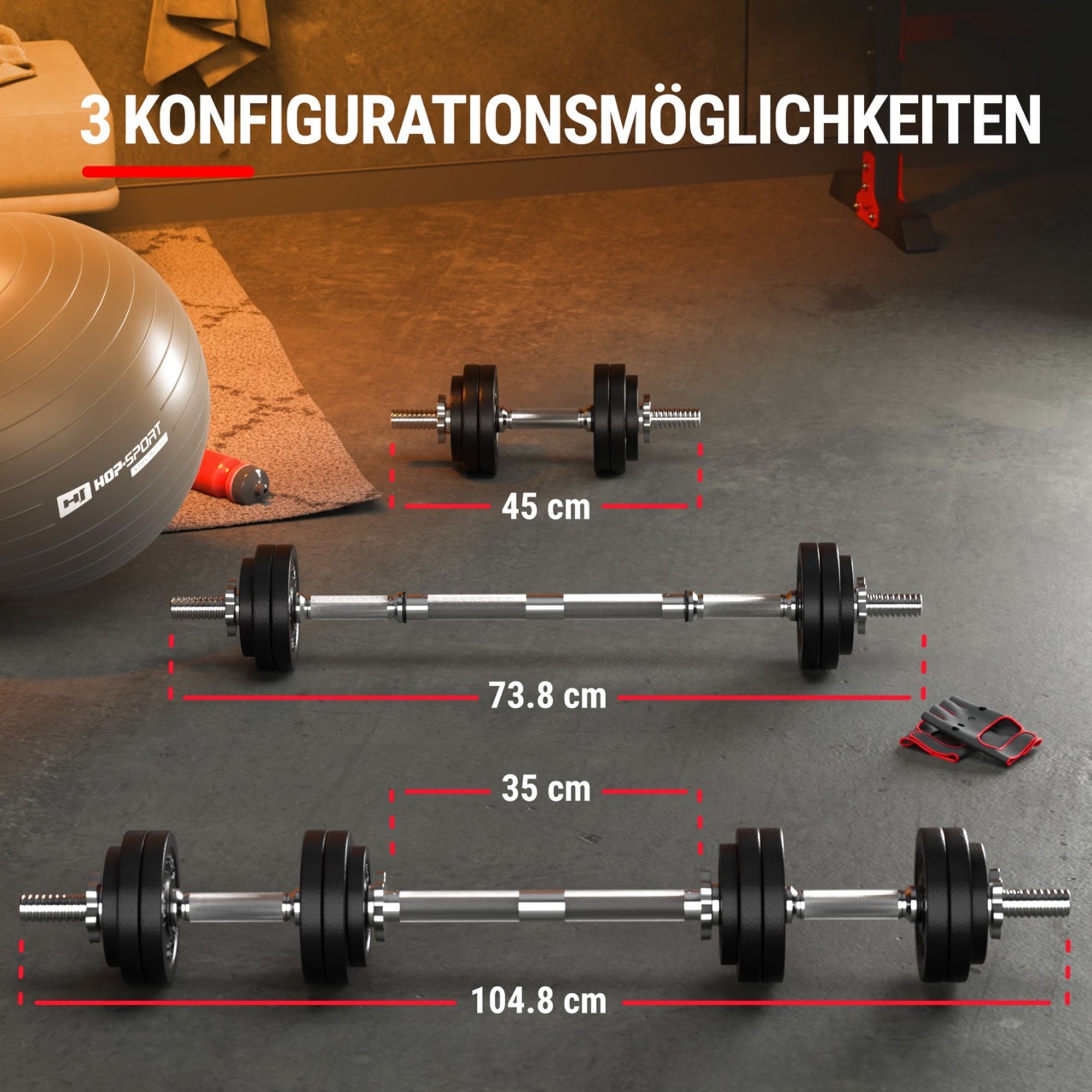 verschiedene Konfigurationsmöglichkeiten 2x15 kg