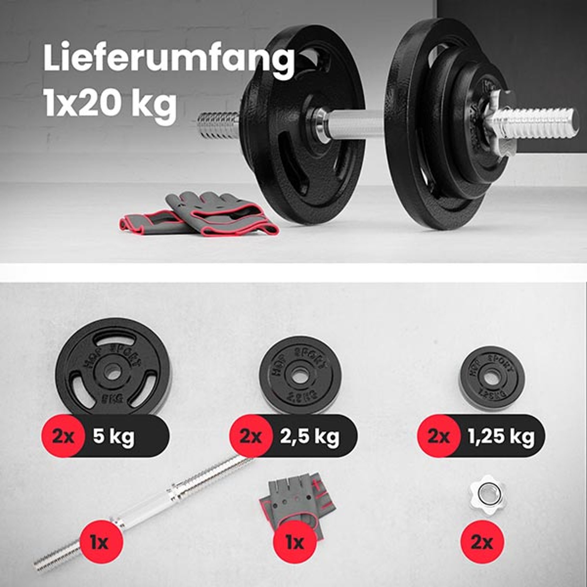 Lieferumfand des Sets 1 x 20 kg