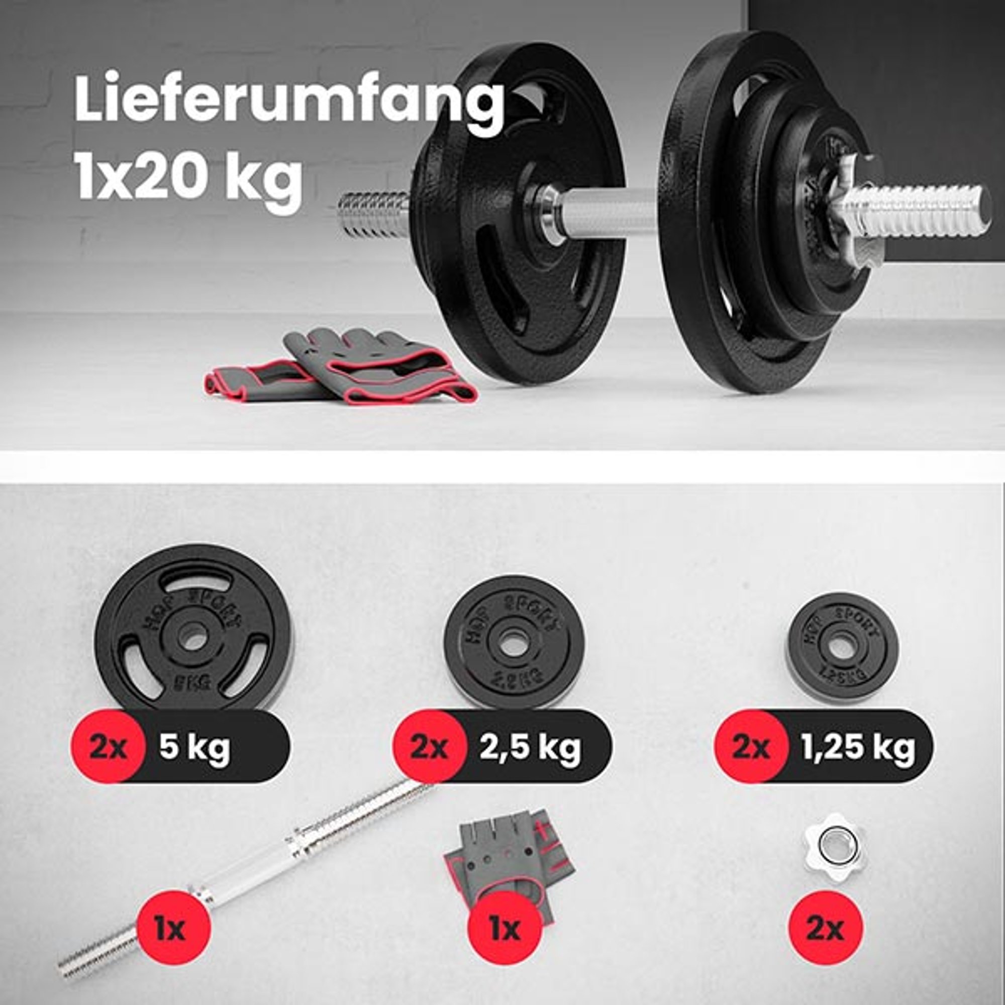 Lieferumfand des Sets 1 x 20 kg