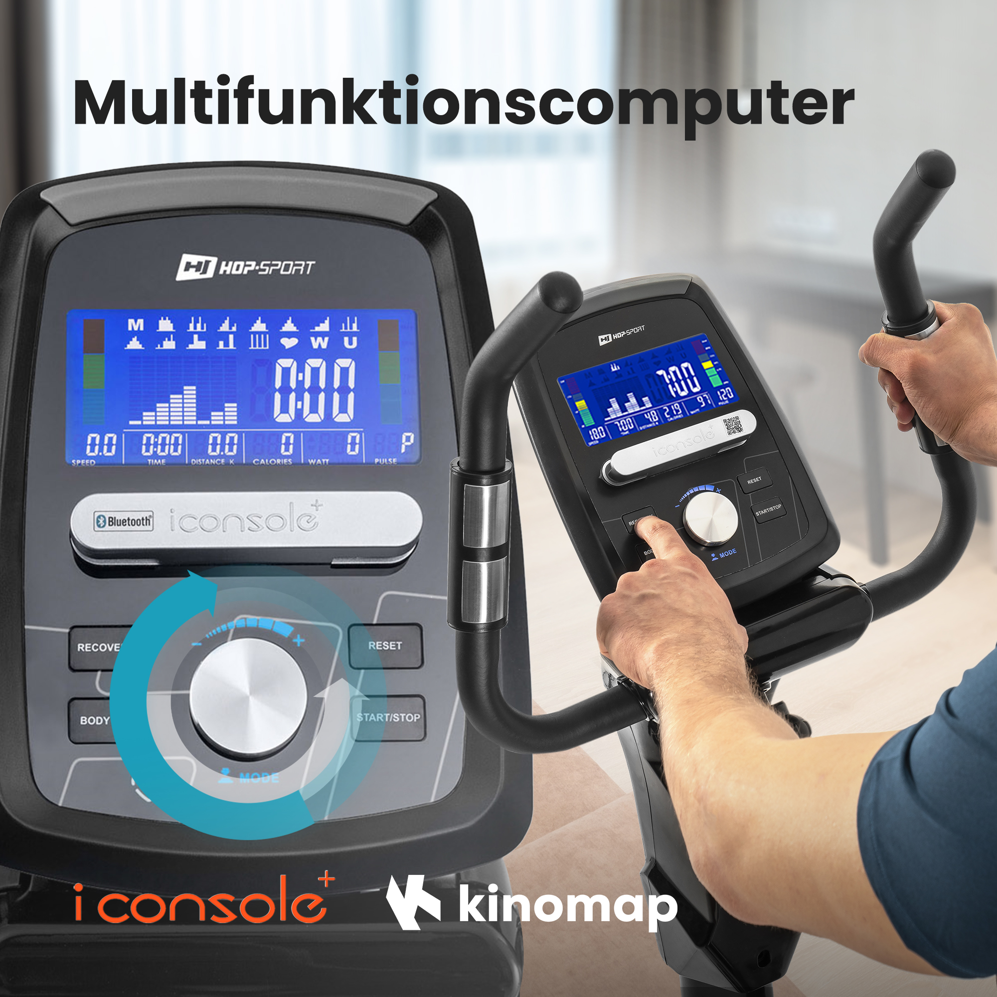 Moderner Trainingscomputer mit Bluetooth beim Heimtrainer HS-090H Apollo