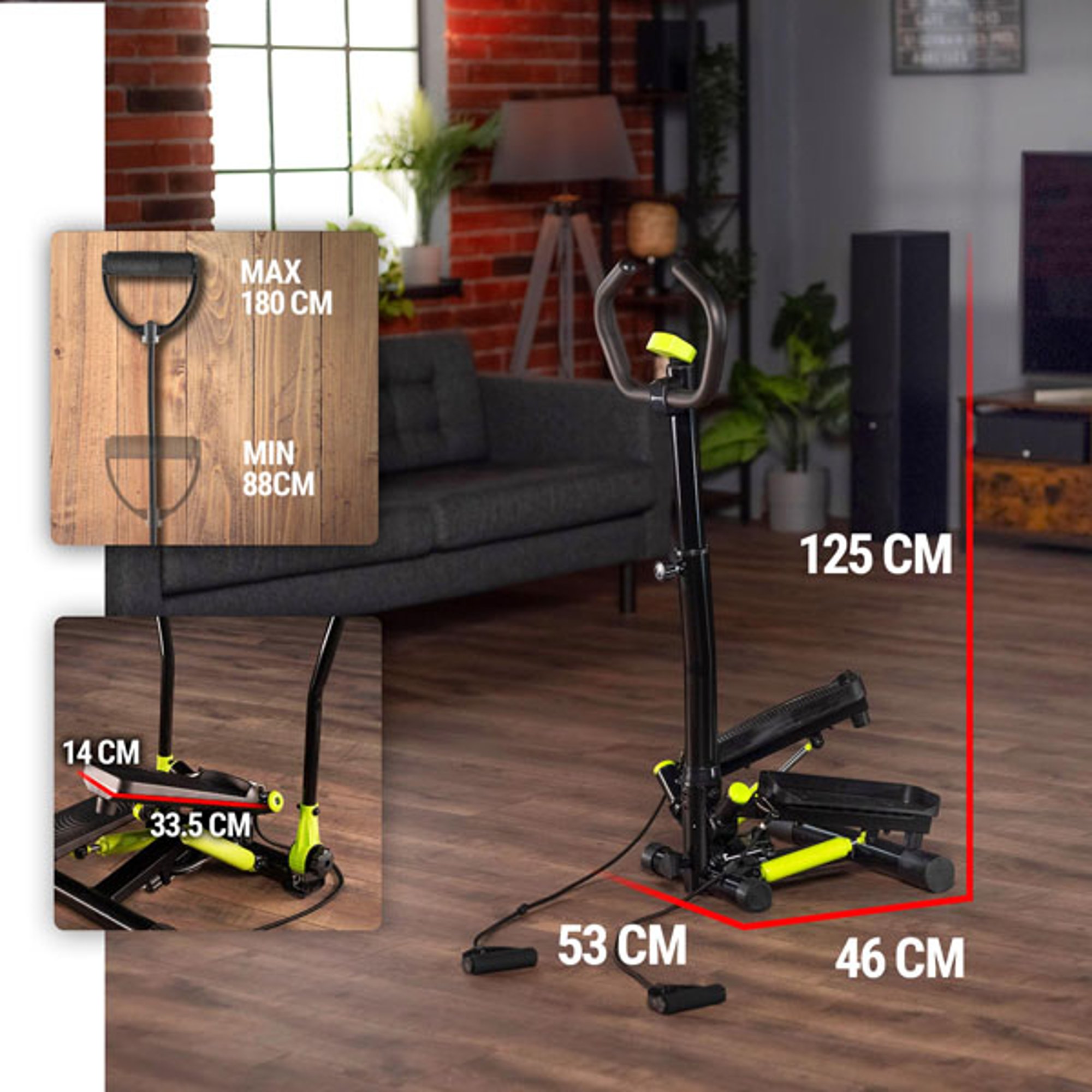 Sicherheit beim Training mit den rutschfesten Pedalen - Stepper 055S Noble von Hop-Sport