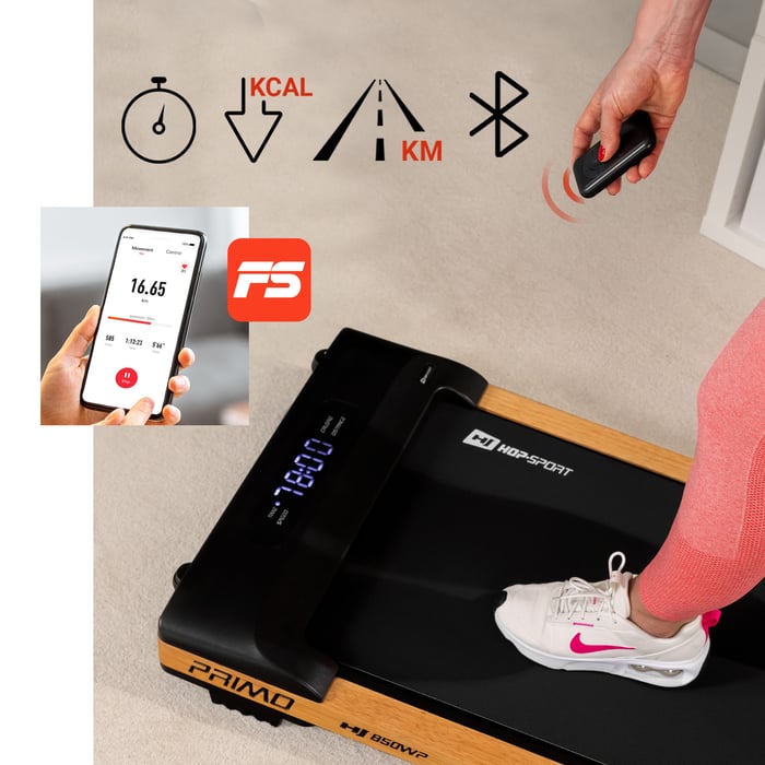 LCD-Display, Bluetooth & FitShow-App, kabellose Fernbedienung, Anzeige von Zeit, Distanz & Kalorien