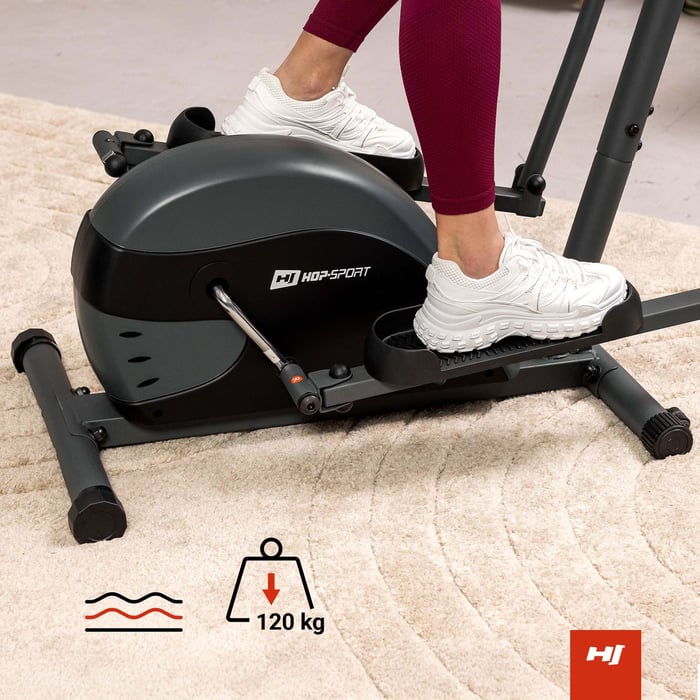 Crosstrainer von Hop-Sport mit rutschfesten Pedalen für sicheres Training und hohe Stabilität.