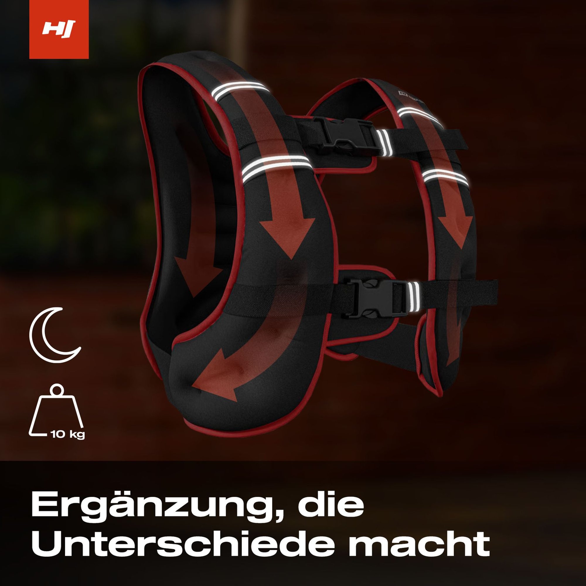 Gewichtsweste – Rückenansicht mit verstellbaren Gurten