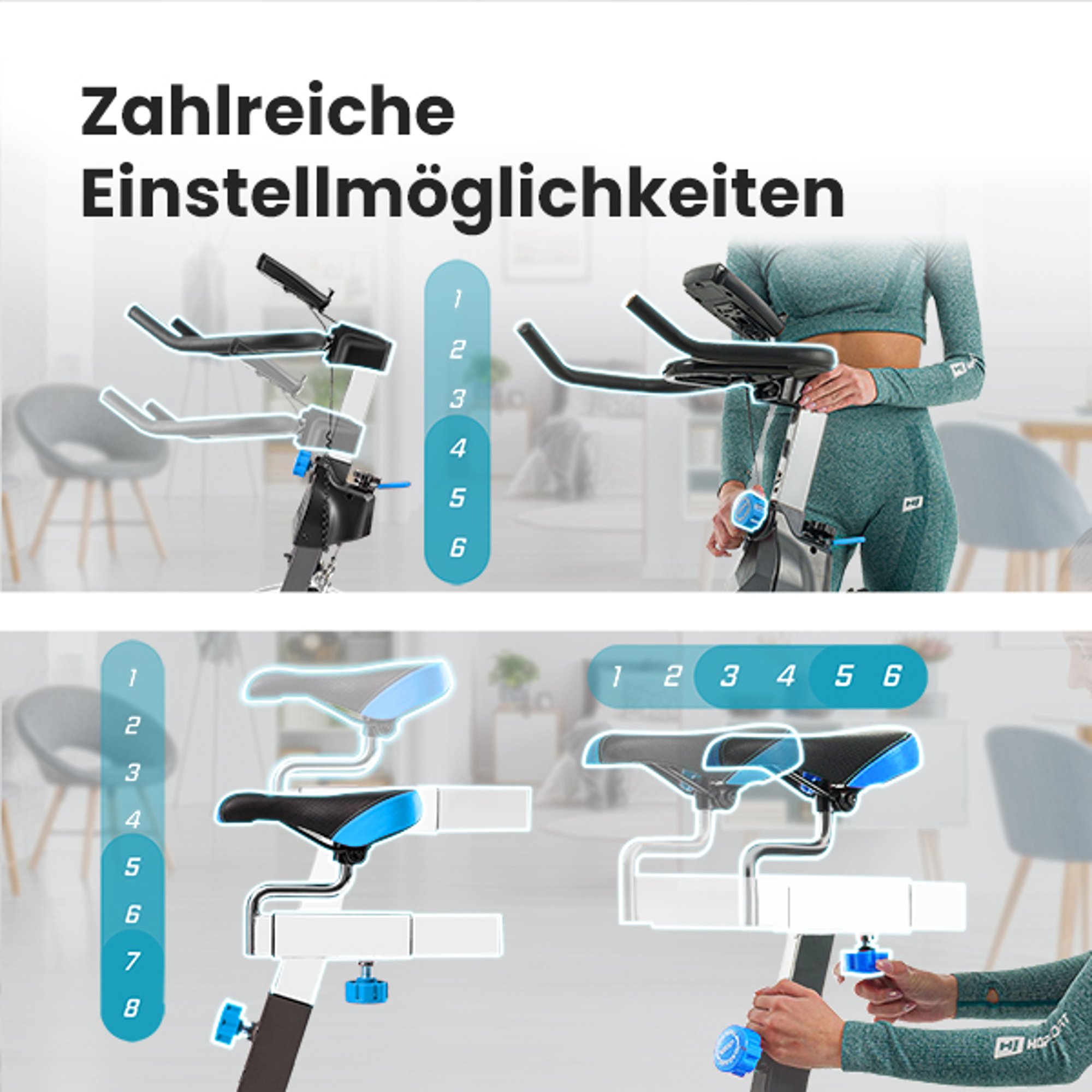 Lenkrad und Sitzverstellung bei Indoor Bike HS-045ic Bravo  