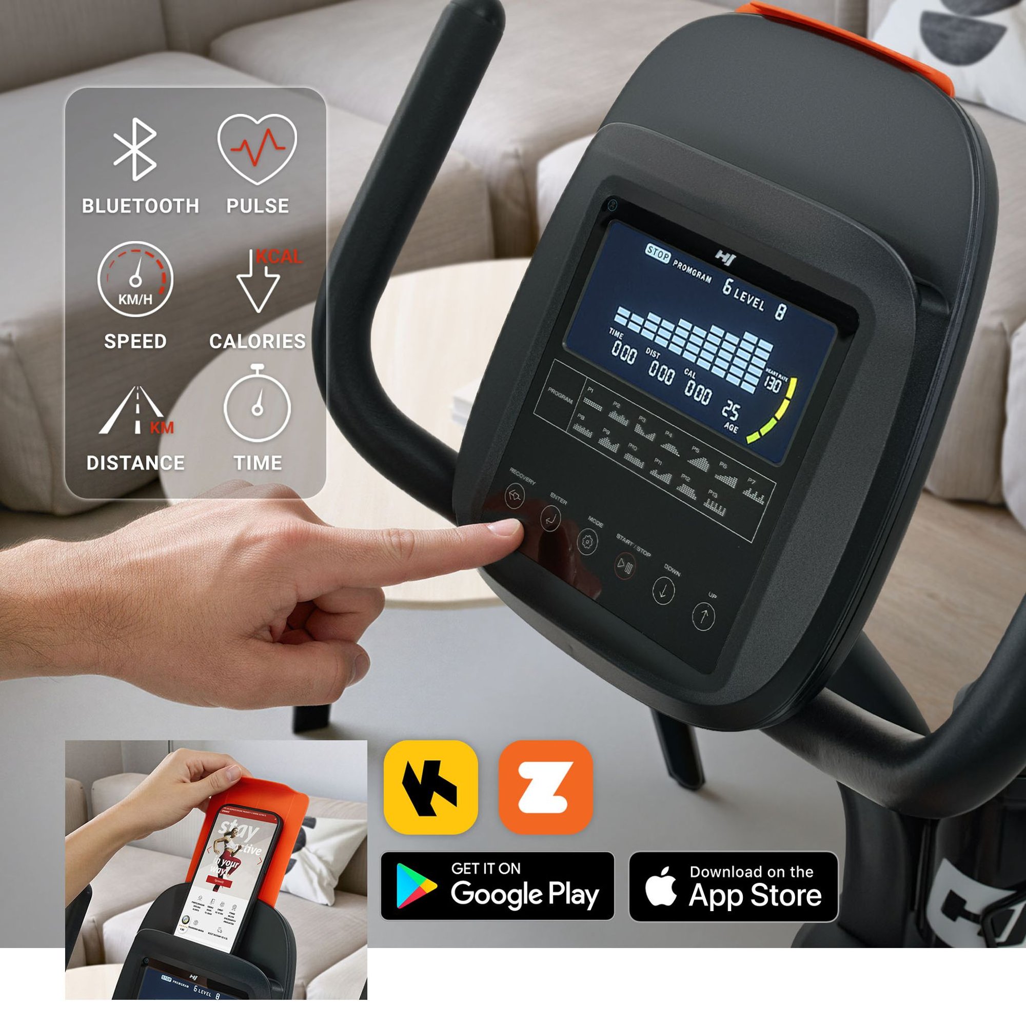 Liegeergometer Ranker mit intuitivem und komfortablem Trainingscomputer