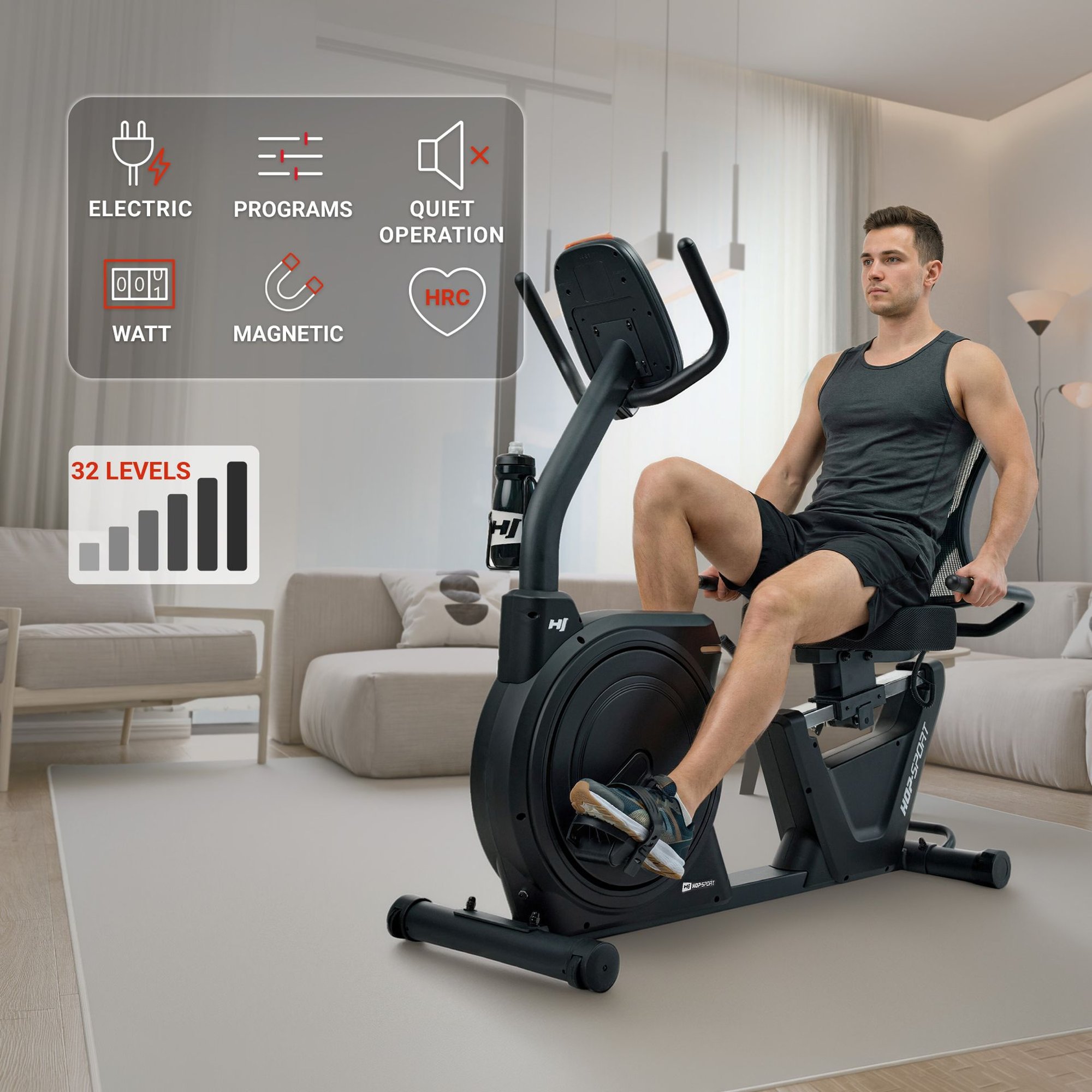 Liegeergometer Ranker von Hop-Sport mit 32 Widerstandsstufen