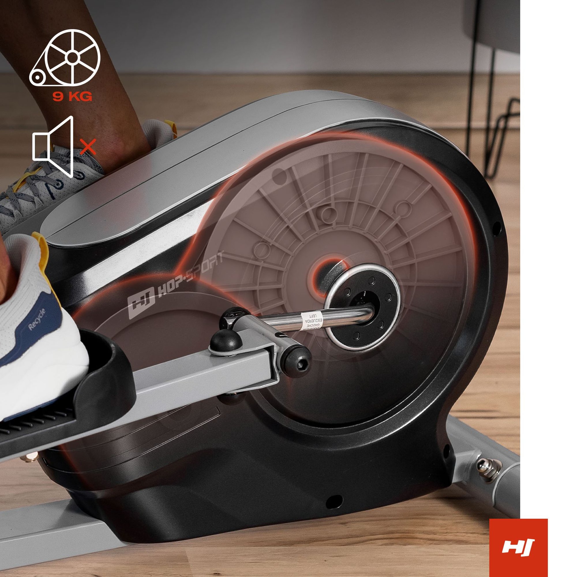 Crosstrainer HS-2050C mit elliptischem magnetischem Widerstandssystem für leisen und gelenkschonenden Trainingsbetrieb, Schwungmasse 9 kg.