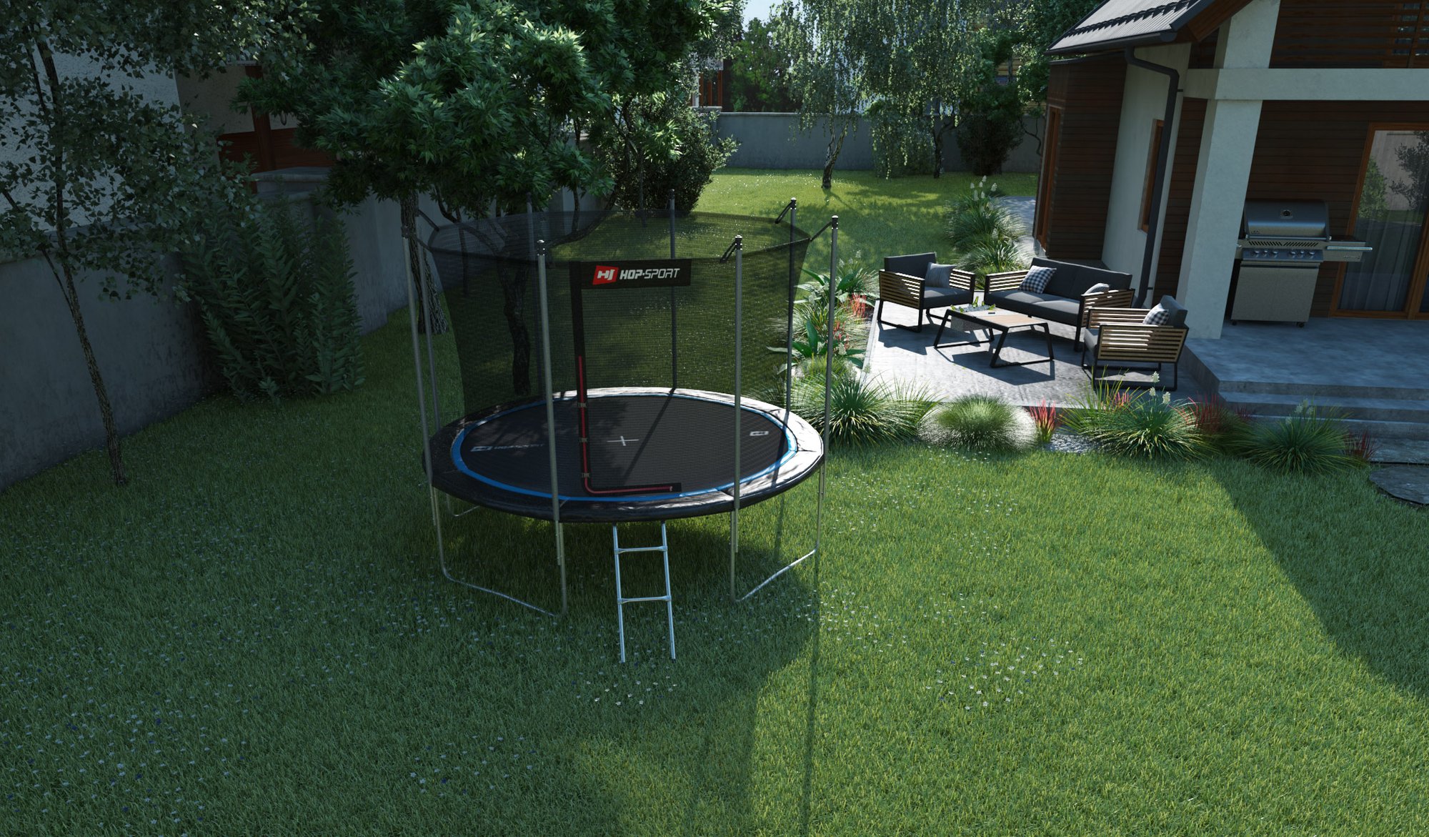 Outdoor Trampolin 10FT von Hop-Sport im Garten