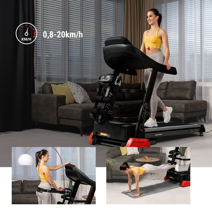 Vielseitiges Heimtraining: Laufbandnutzung und Kraftübungen in den eigenen vier Wänden