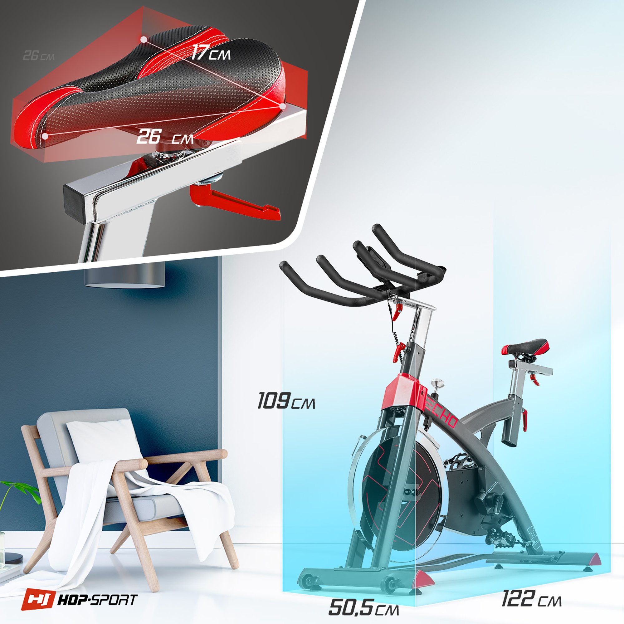 Technische Daten des Indoor Bikes HS-055ic Echo