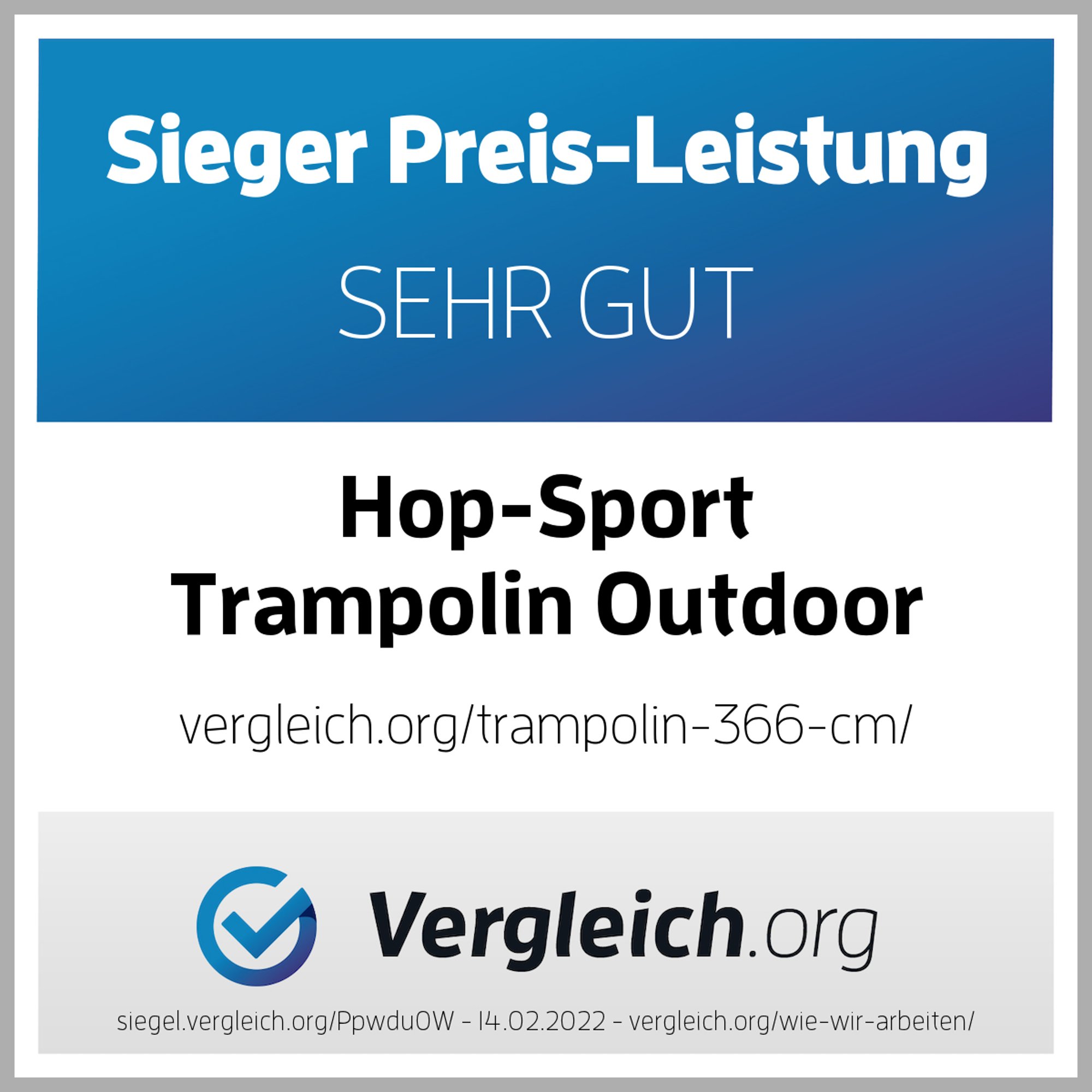 Sieger Preis-Leistung SEHR GUT von Vergleich.org für Trampolin 12 FT 