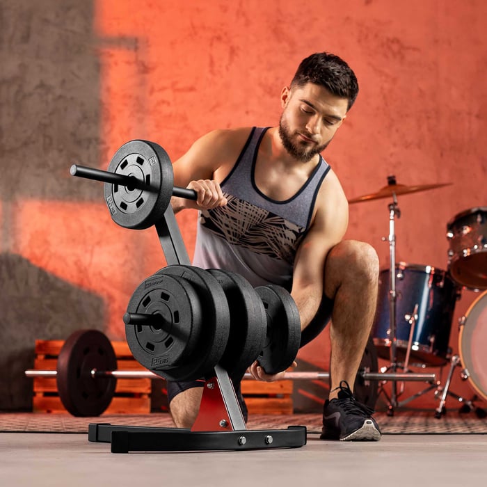 Rack de musculation avec 4 barres de rangement pour disques de 25 mm