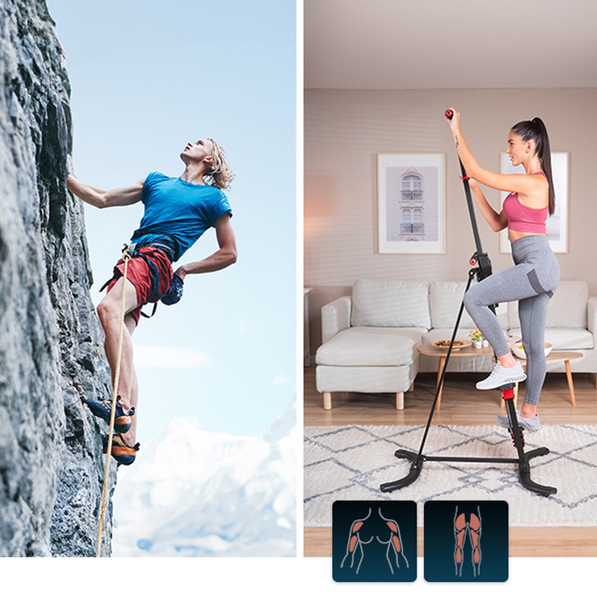 Fitnesstrainer trainiert auf einem vertikalen Climber