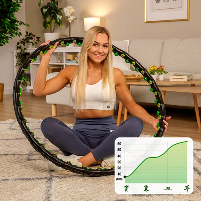 Exercice de Hula Hoop pour tonifier les abdos, les fessiers et affiner la silhouette.